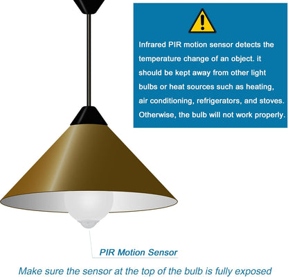 PIR Motion Activated LED Bulb – Effortless Clutter-Free Lighting for Minimalist Bedroom, Bathroom, Stairway