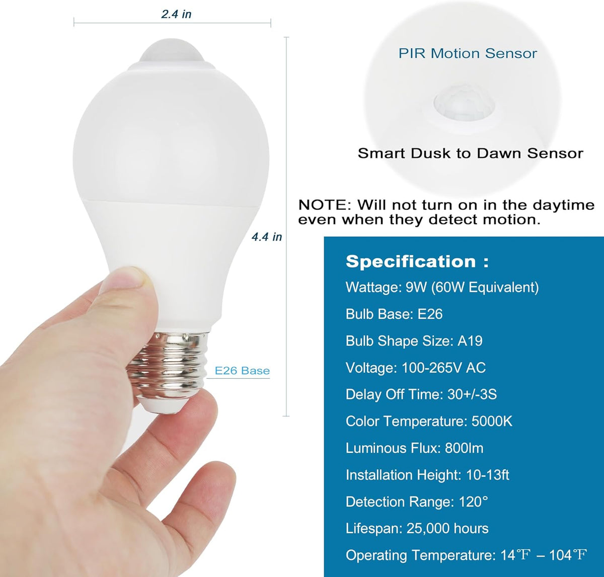 PIR Motion Activated LED Bulb – Effortless Clutter-Free Lighting for Minimalist Bedroom, Bathroom, Stairway