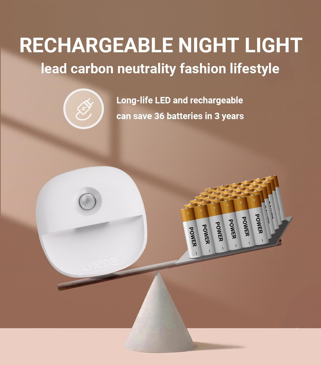 pir motion sensor with 120° detection angle and 10-13 ft range, 30-second auto shutoff