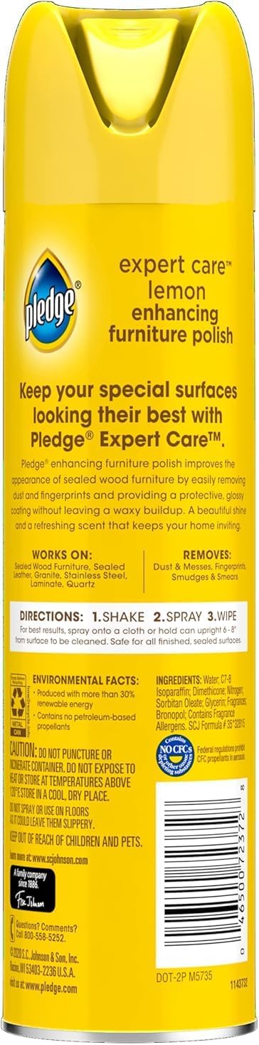 Pledge CFC-Free Lemon Polish – Family-Safe Surface Care for Homes with Kids and Pets