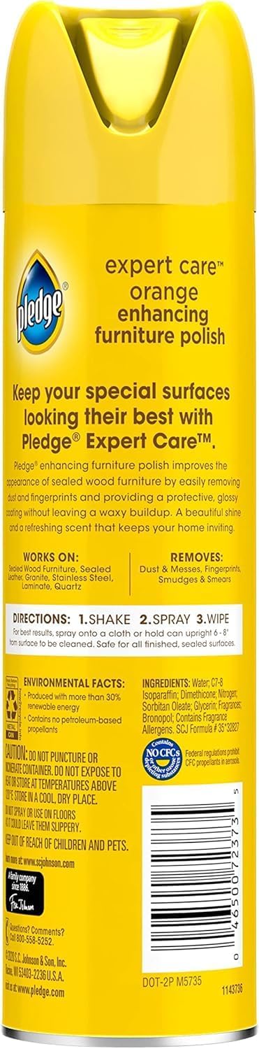 Pledge Enhancing Polish – Wood & Furniture Spray for Living Room Aesthetic, Orange Scent 9.7oz