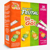 Frutal On-The-Go! Sugar Free Drink Sticks – Lunchbox Friendly Hydration for Kids' School Days, Variety 30 Pack