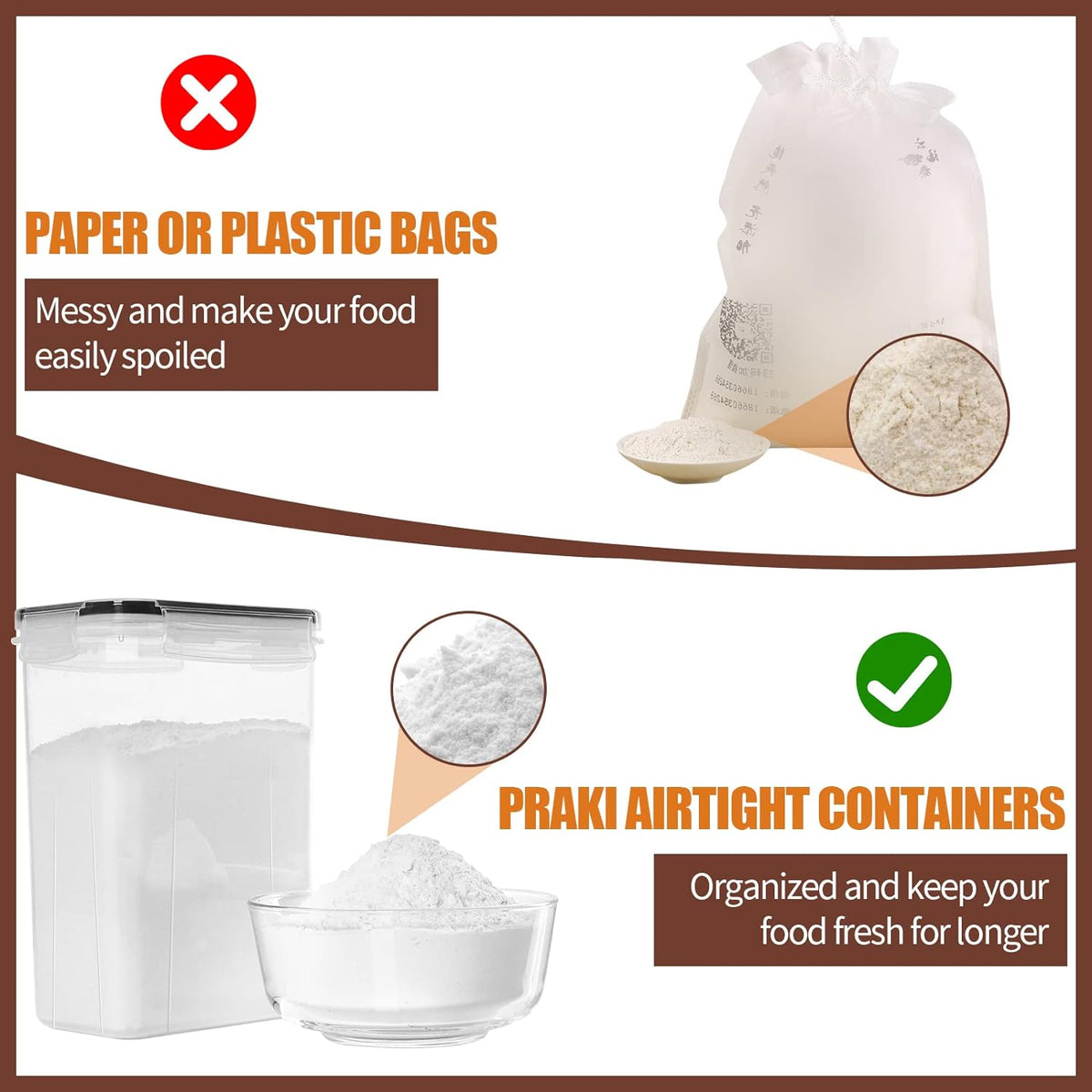 PRAKI 24 PCS Food Storage Containers – Streamlined Square Design for a Less-Is-More Pantry