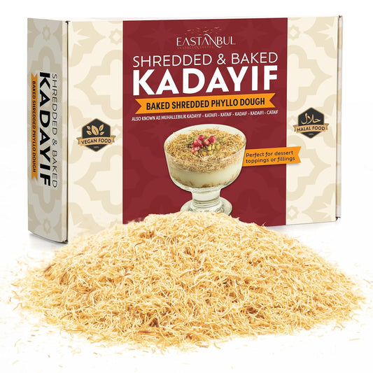 pre-baked and lightly toasted shredded kataifi (8.81oz / 250g) ready for immediate use