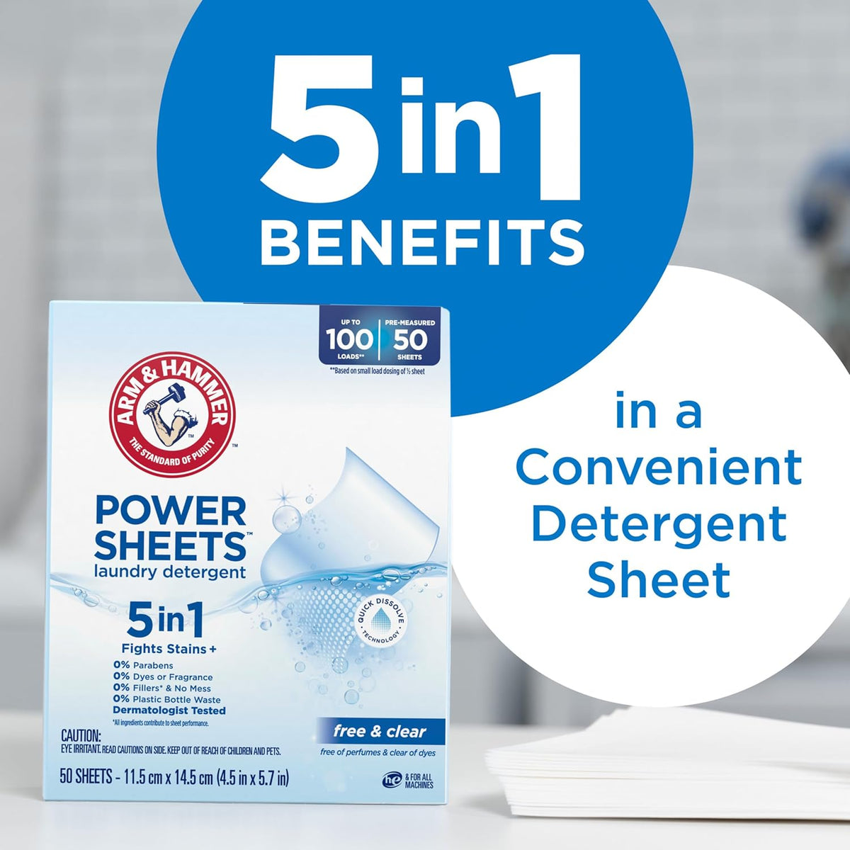 pre-measured, dissolvable laundry sheets that fully dissolve in all wash temperatures