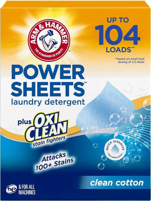 pre-measured single sheets (½ for small, 1 for medium, 2 for large loads)