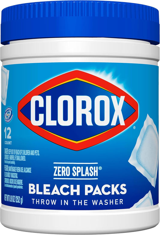 pre-measured solid bleach pack format with water-activated crystals