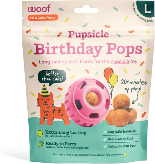 pre-portioned soft treat pop designed to lock into the pupsicle puzzle toy base