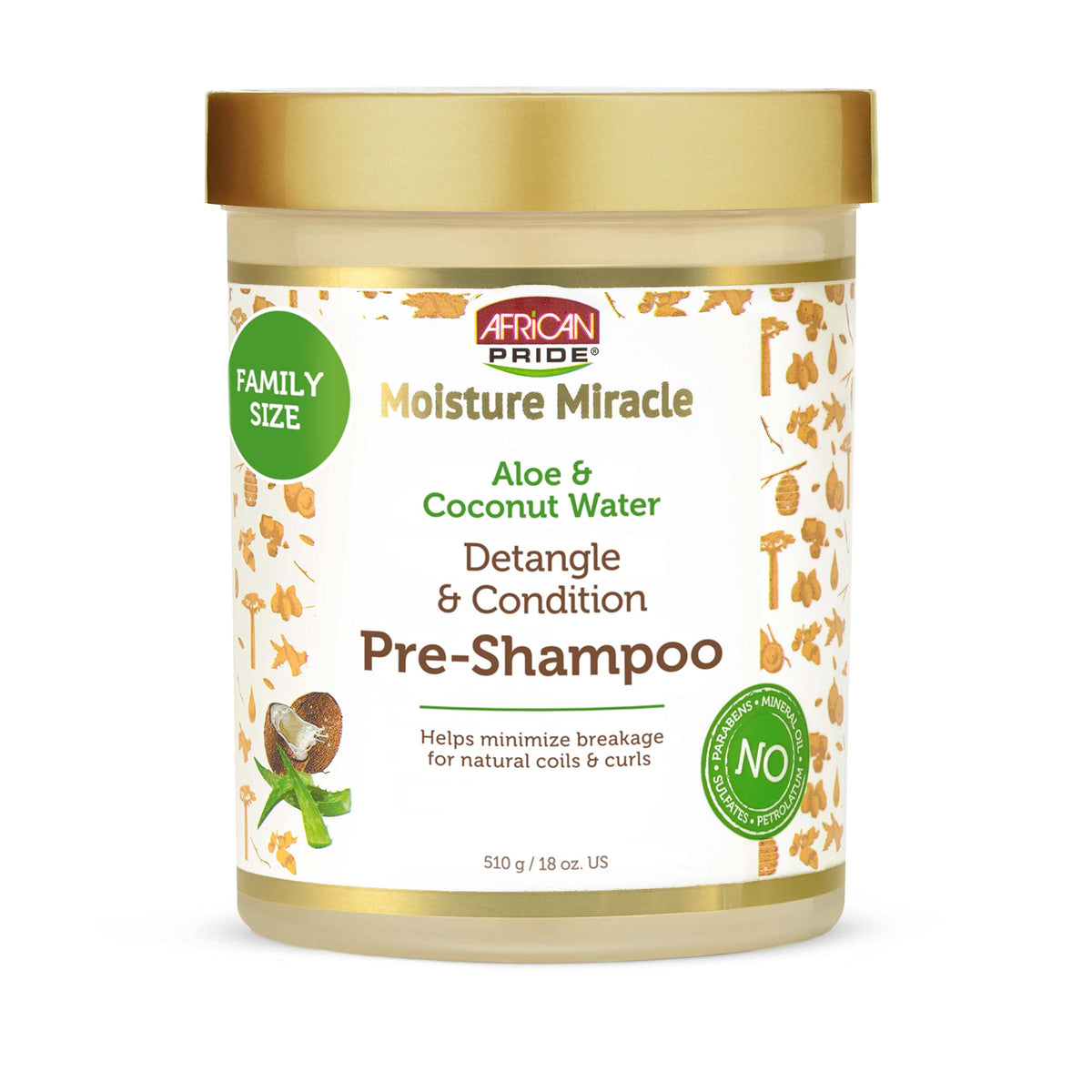 pre-shampoo (pre-poo) cream formula with coconut water and aloe vera for deep hydration and slip
