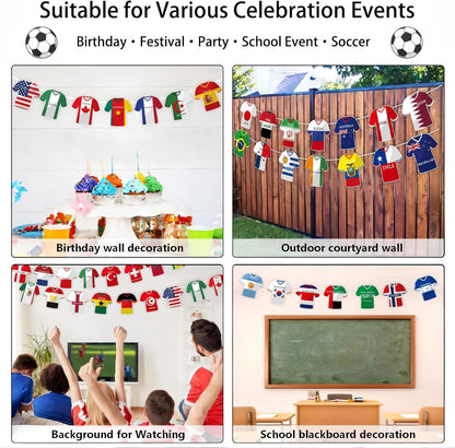pre-strung bunting/garland format for immediate wall or ceiling hanging