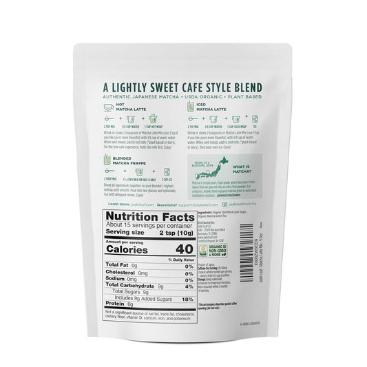 pre-sweetened blend with organic unrefined cane sugar and natural flavoring