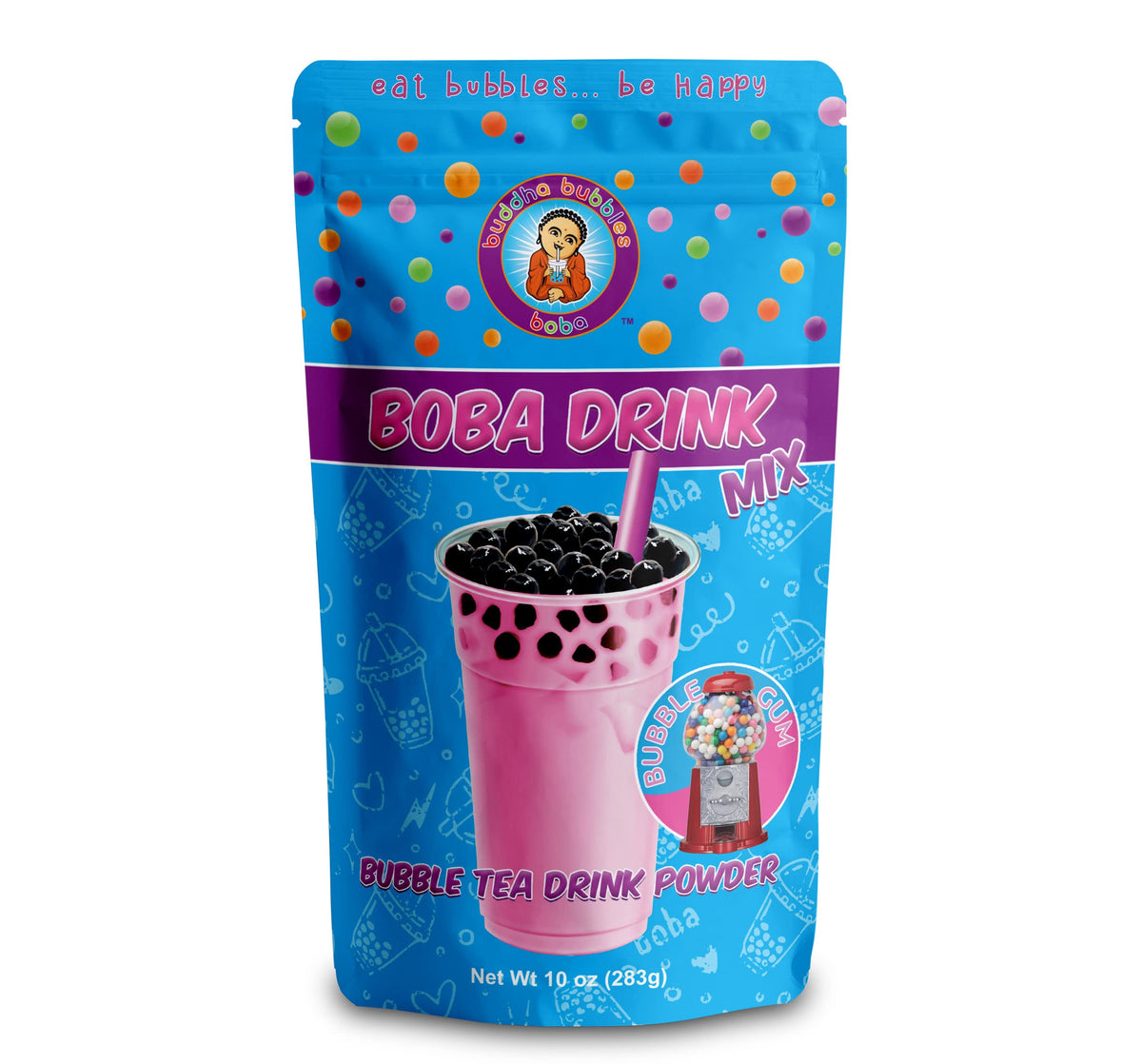 Premium BUBBLE GUM Boba/Bubble Tea Drink Mix Powder By Buddha Bubbles Boba (10 Ounces / 283 Grams)