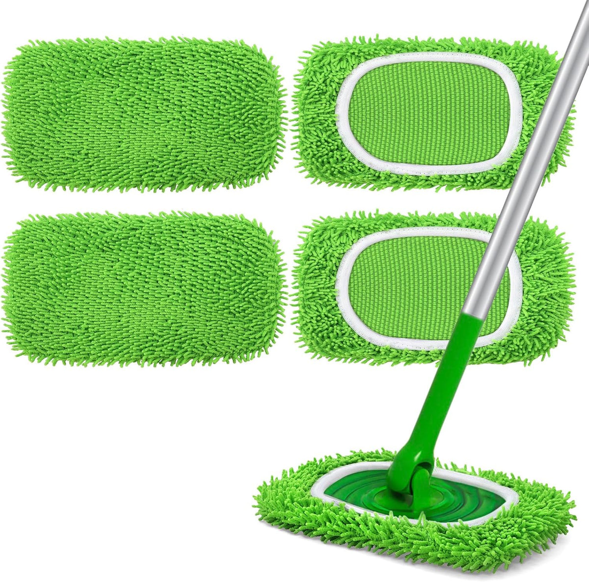 premium chenille microfiber head material that traps dust, pet hair, and absorbs moisture