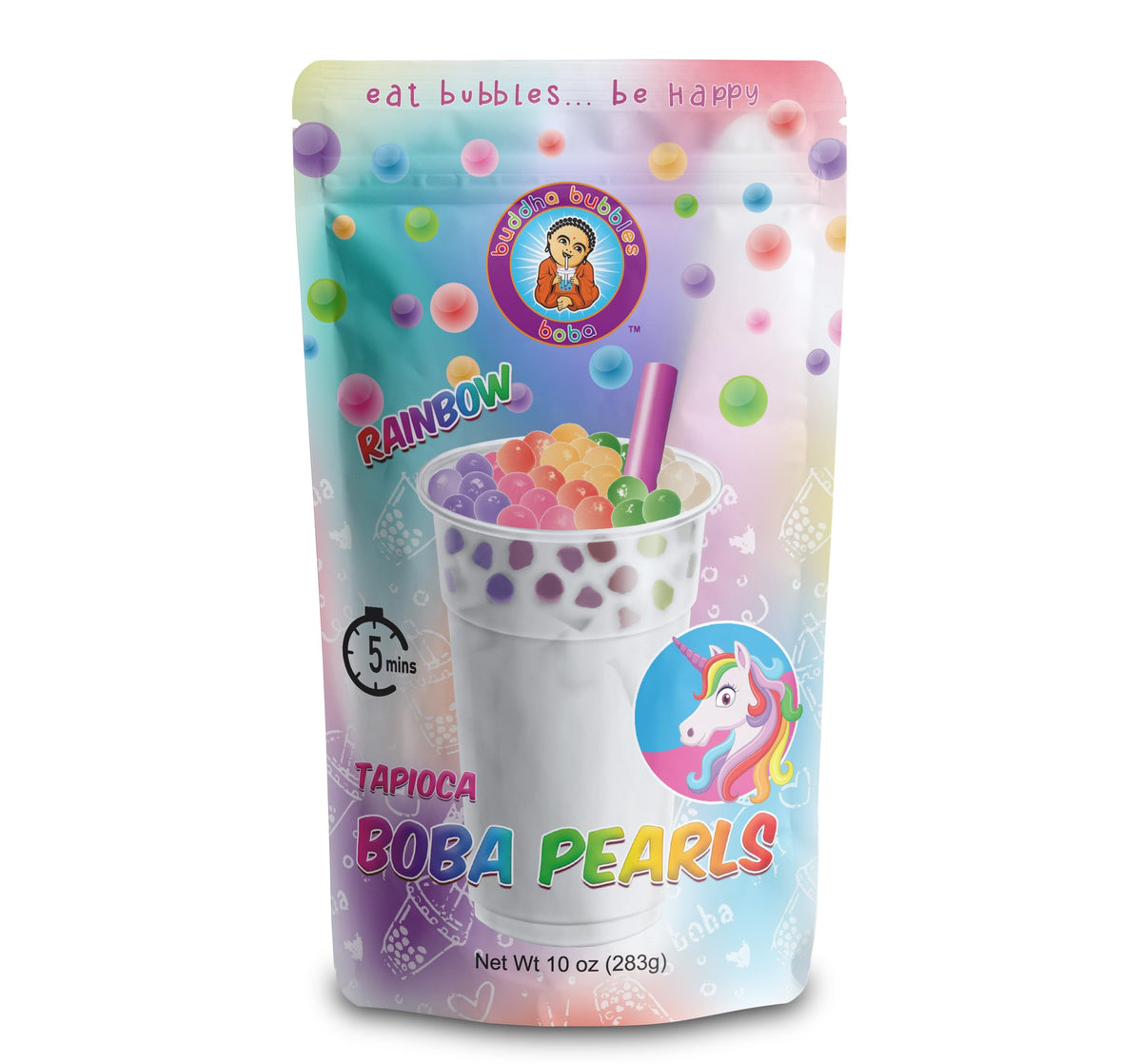 Premium TARO Boba Tea Real Tapioca Pearls Ready in 3 Minutes by Buddha Bubbles Boba (Rainbow)