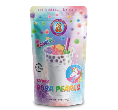 Premium TARO Boba Tea Real Tapioca Pearls Ready in 3 Minutes by Buddha Bubbles Boba (Rainbow)