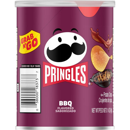 Pringles BBQ Grab N' Go Chips – Lunch Box Snack Pack for Kids' School Days, 12 Stackable Cans