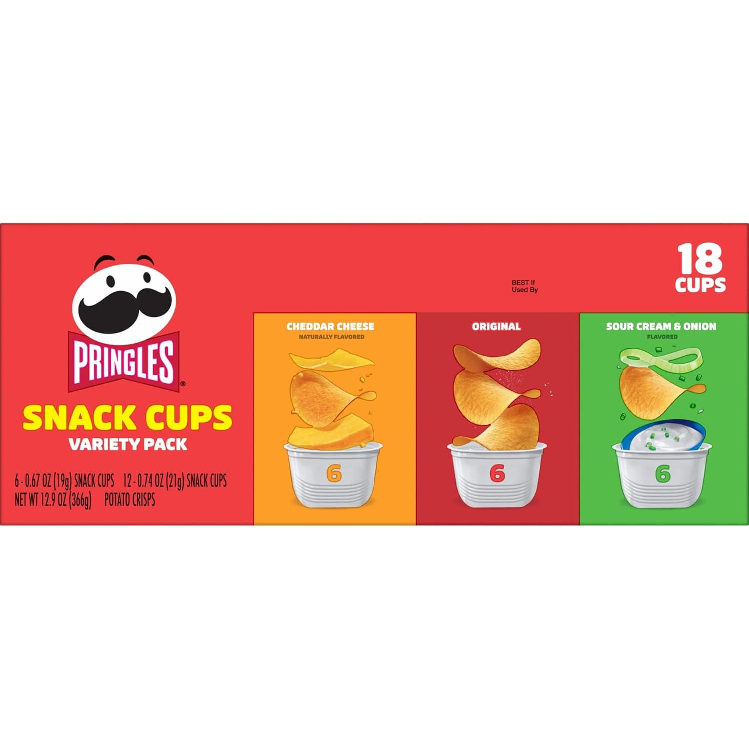 Pringles Potato Crisps Snack Cups Variety Pack – Pre-Portioned Lunchbox Snacks for Kids' School Lunches