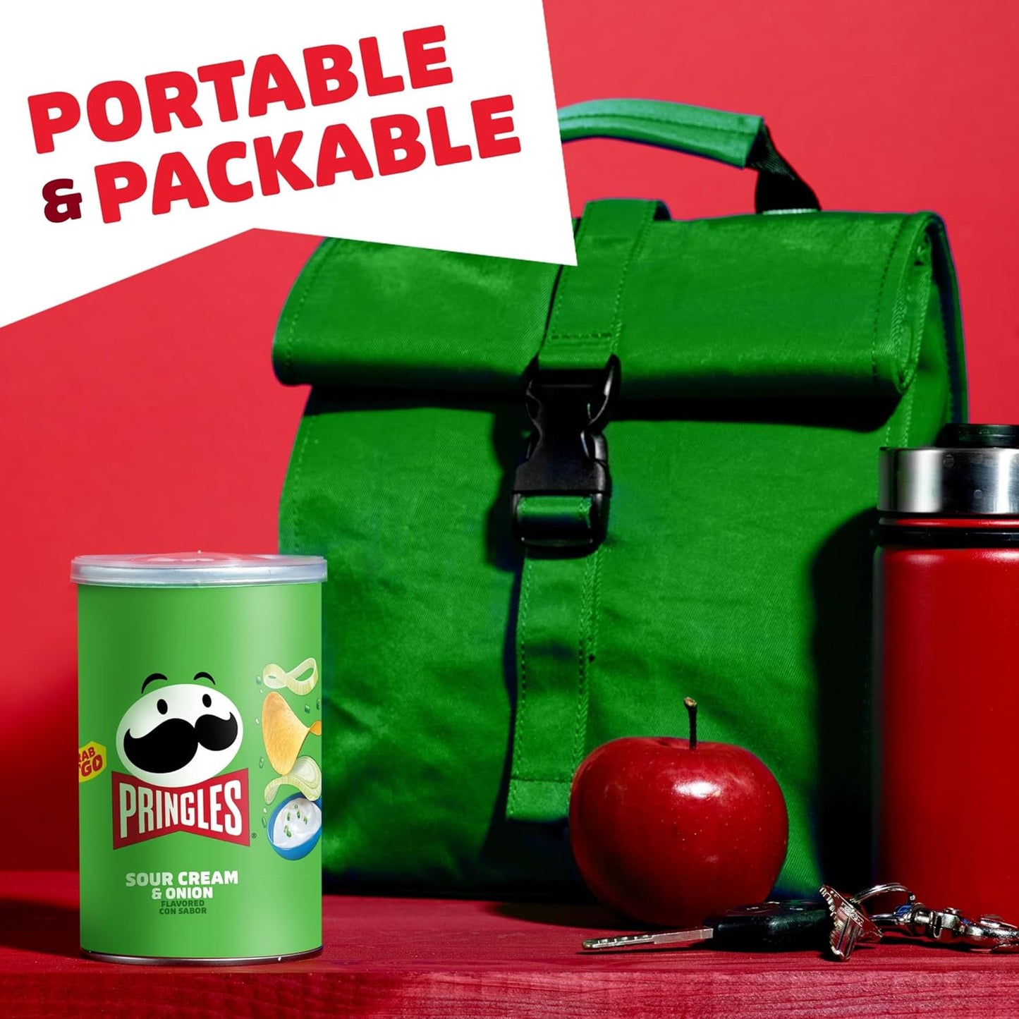 Pringles Sour Cream and Onion Potato Crisps Chips, 12 Single-Serve Stackable Cans for Kids Lunchboxes and After-School Snacks