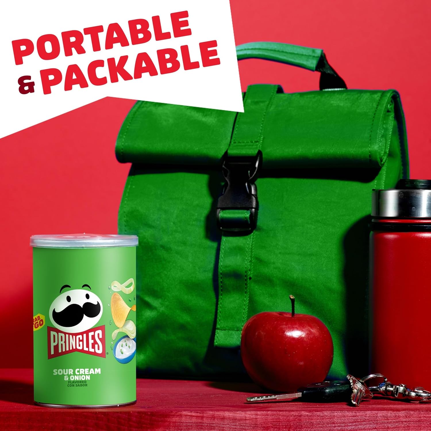 Pringles Sour Cream and Onion Potato Crisps Chips, 12 Single-Serve Stackable Cans for Kids Lunchboxes and After-School Snacks
