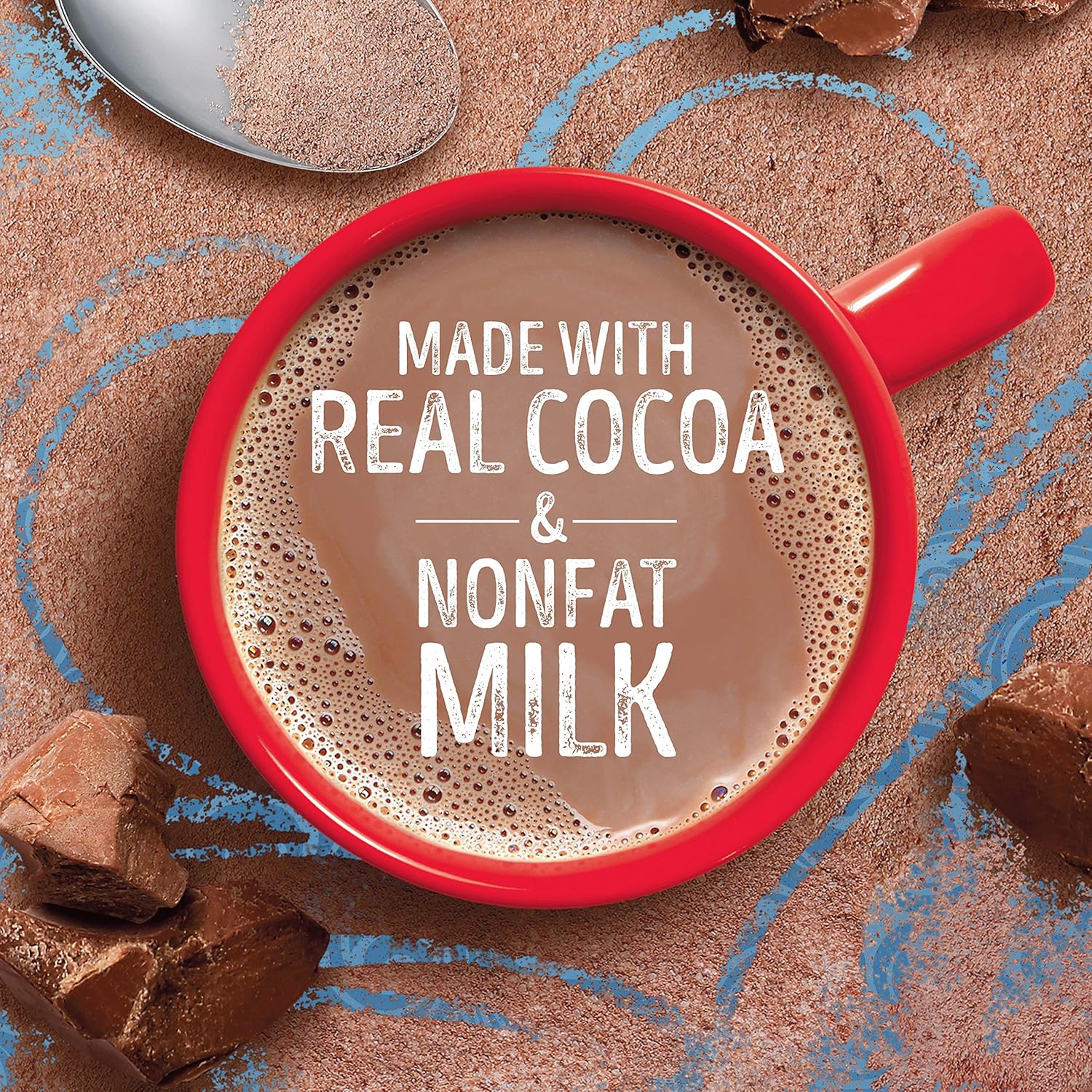 produces a smooth, frothy texture when mixed with hot water