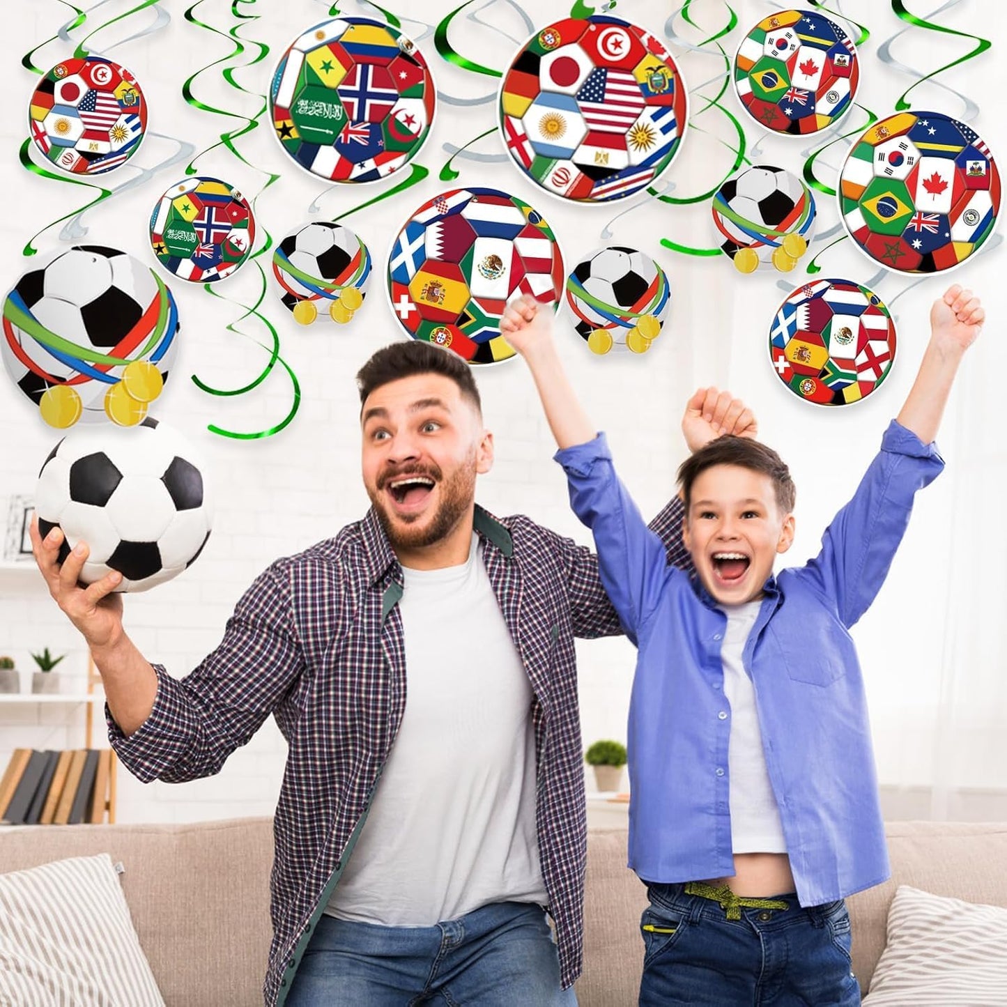 product line variants in 14-pc, 24-pc, 28-pc counts and add-on world cup banner options for flexible party sizing