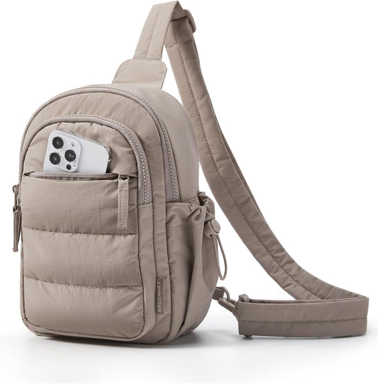 puffer-quilted padded exterior with a soft, on-trend aesthetic