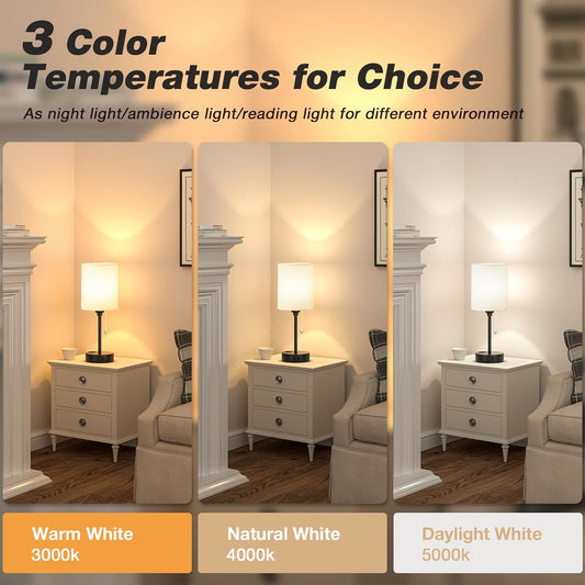 pull-chain switch cycling through 3000k warm white, 4000k natural white, and 5000k daylight white