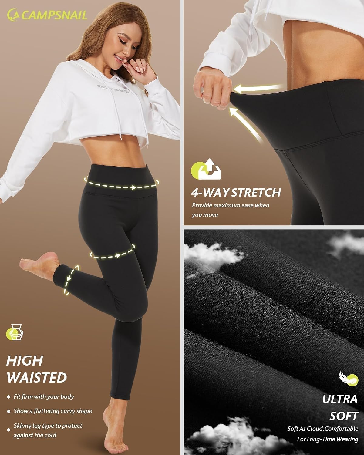 pull-on elastic waist design typical of stretch leggings