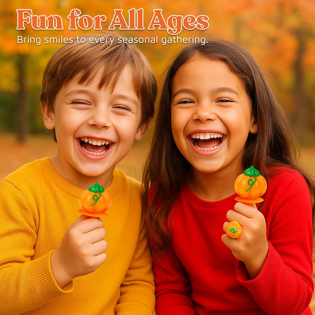 Pumpkin Candy 3D Ring Pops – Sealed Lollipops for Backyard Fall Party and Outdoor Festival Booth