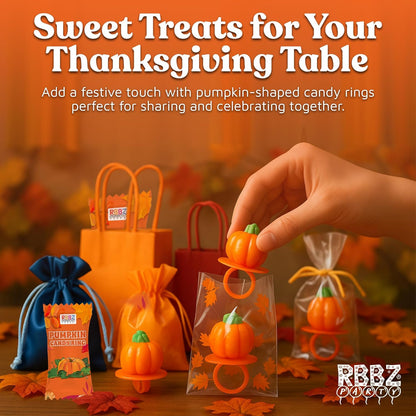 Pumpkin Candy 3D Ring Pops – Sealed Lollipops for Backyard Fall Party and Outdoor Festival Booth