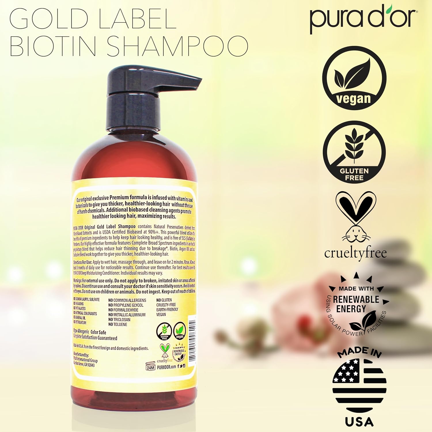 PURA D'OR Anti-Thinning Shampoo – Thoughtful Gift for Mom Experiencing Thinning Hair, 16 oz
