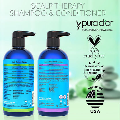 PURA D'OR Scalp Therapy 3-in-1 Hair & Body Set — Spa-Like Self-Care Nightly Routine for Sensitive Scalps