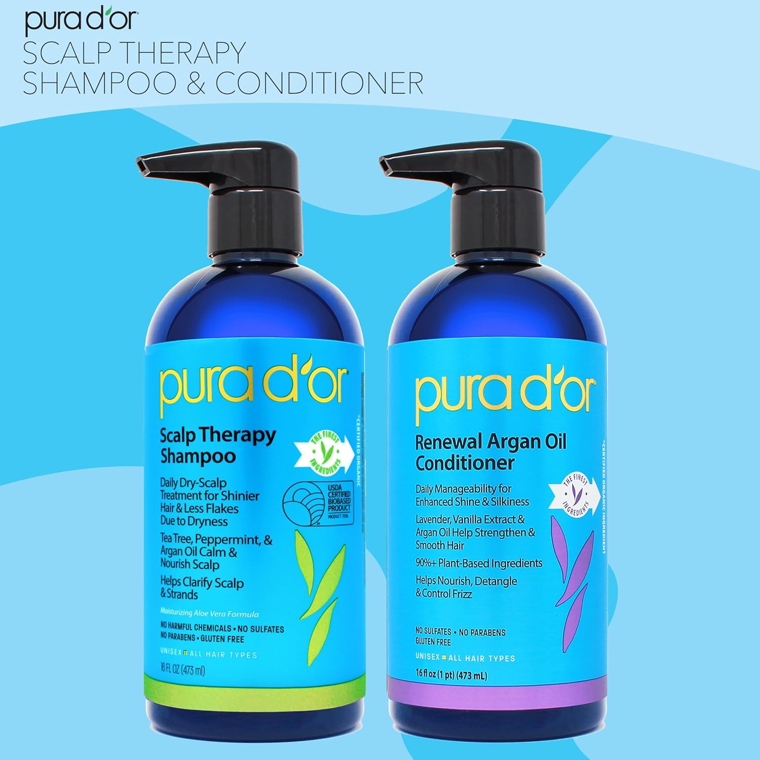 PURA D'OR Scalp Therapy 3-in-1 Hair & Body Set — Spa-Like Self-Care Nightly Routine for Sensitive Scalps