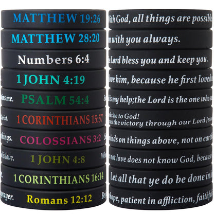 QEERBSIN Bible Verses Bracelets Motivational Christian Rubber Bracelets Faith Hope Wristbands Bracelets for Men Women Teens