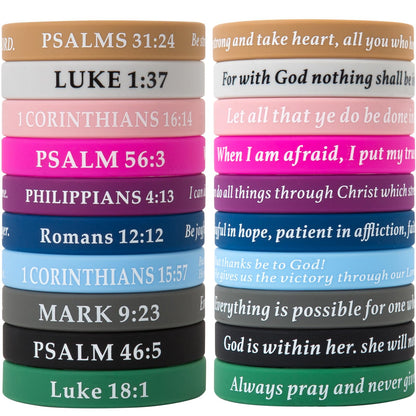 QEERBSIN Bible Verses Bracelets Motivational Christian Rubber Bracelets Faith Hope Wristbands Bracelets for Men Women Teens