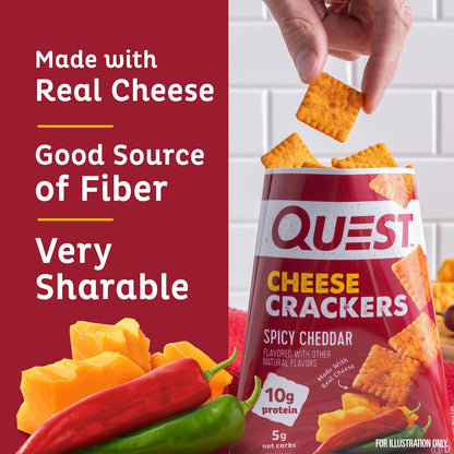 Quest Nutrition Cheese Crackers – Non-Perishable Crunch for Commute and Meeting Prep, Cheddar Blast 4-Count