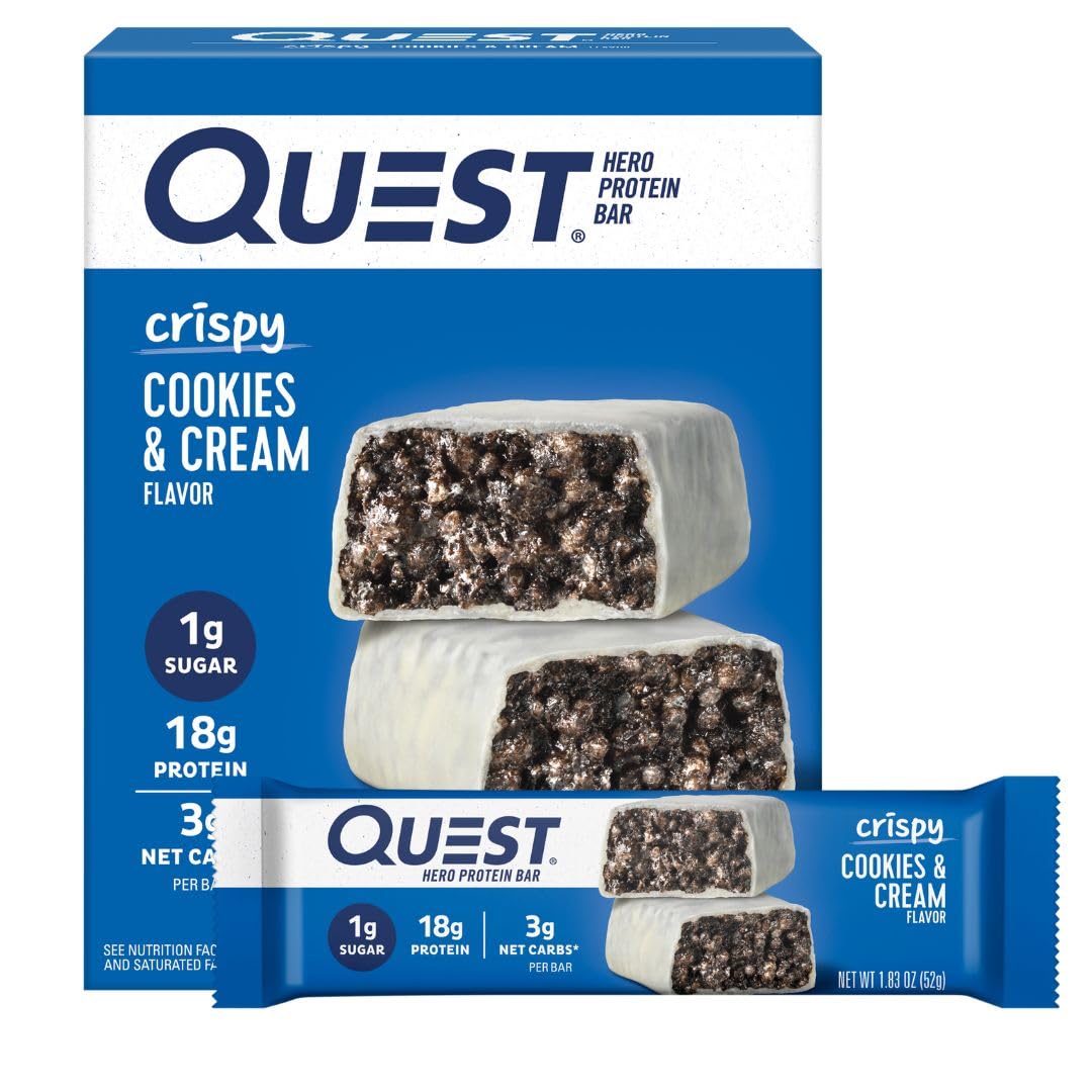 Quest Nutrition Crispy Cookies & Cream Bar – Satiety-Supporting Snack for Stress-Relief Evenings and Wellness Journaling, Gluten Free
