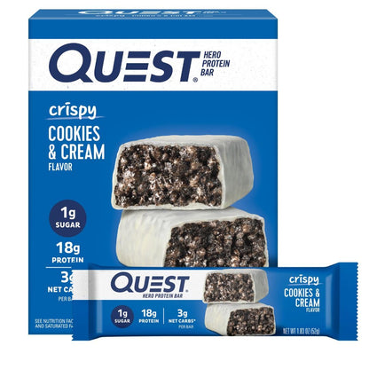 Quest Nutrition Crispy Cookies & Cream Bar – Satiety-Supporting Snack for Stress-Relief Evenings and Wellness Journaling, Gluten Free