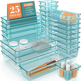 Vtopmart 25-Piece Clear Drawer Organizer for Bedroom Vanity, Stylish Makeup and Jewelry Storage in 14 Colors