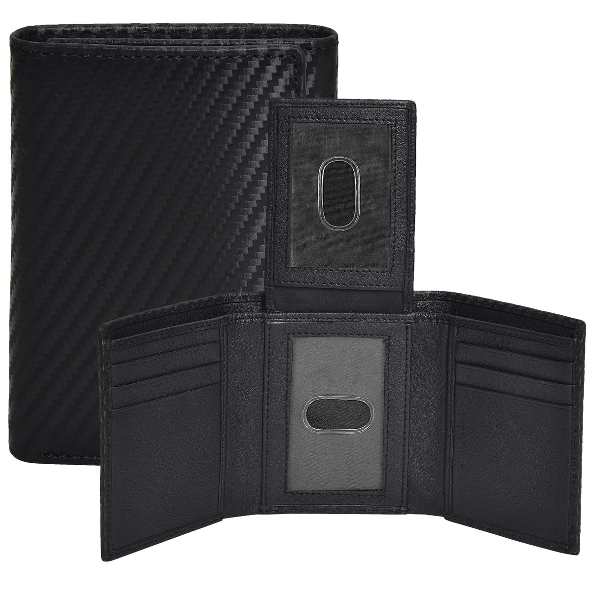 Real Leather Mens Trifold Wallet RFID Blocking Slim Minimalist Front Pocket - Thin &amp;amp; Stylish with ID Window in Gift Box