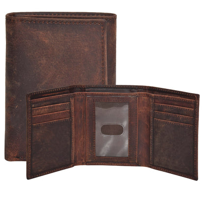 Real Leather Mens Trifold Wallet RFID Blocking Slim Minimalist Front Pocket - Thin &amp;amp; Stylish with ID Window in Gift Box