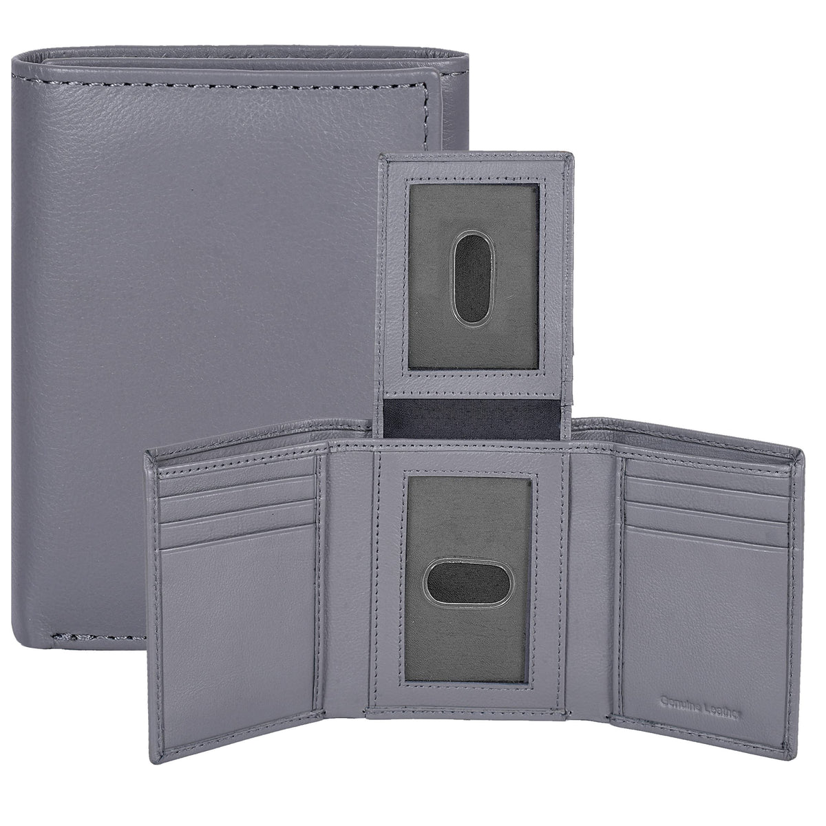 Real Leather Mens Trifold Wallet RFID Blocking Slim Minimalist Front Pocket - Thin &amp;amp; Stylish with ID Window in Gift Box