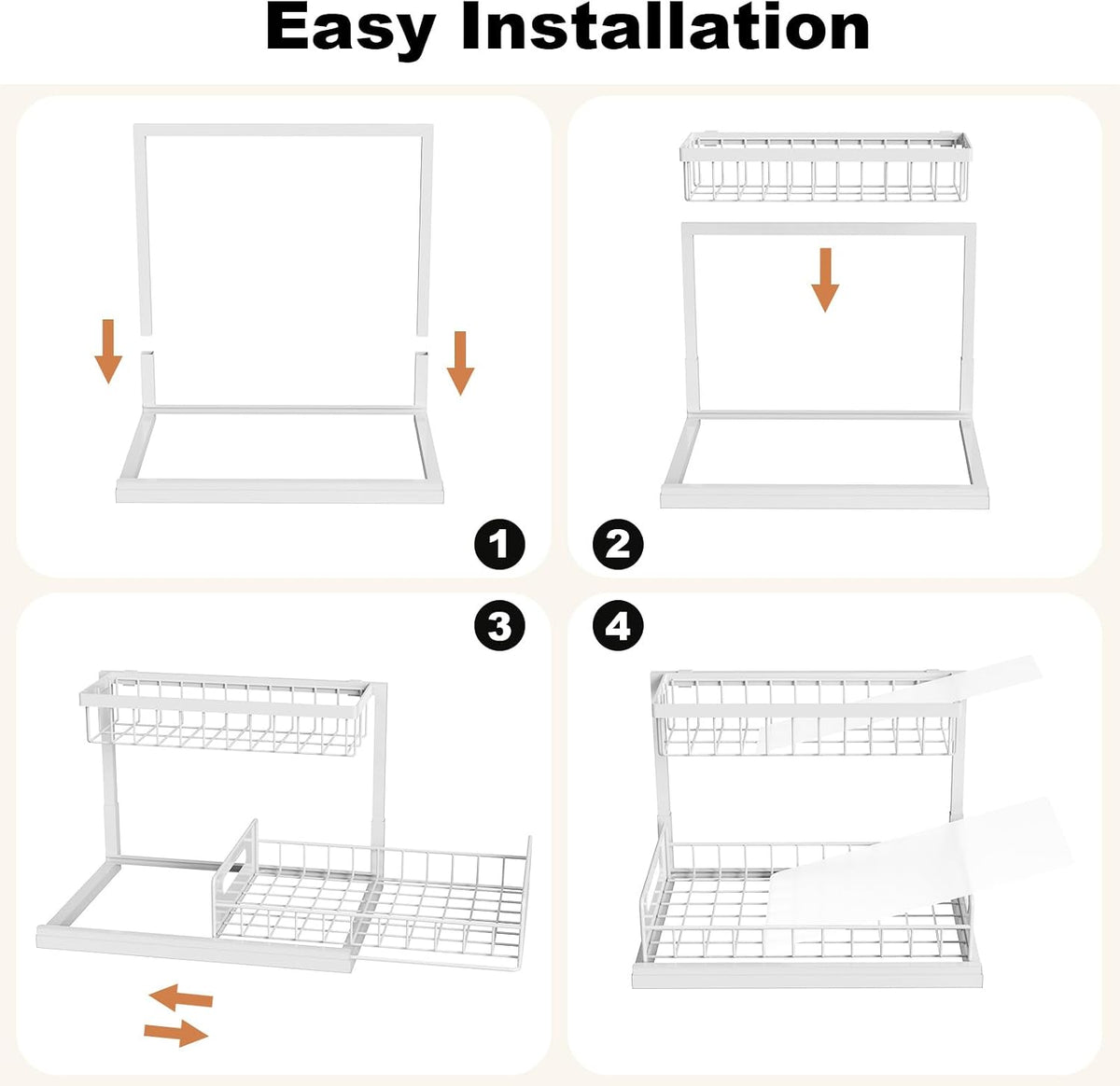 REALINN Under Sink Organizer L-Shaped 2 Tier Pull Out Cabinet Organizer, Sleek Vertical Storage for Cohesive Kitchen and Bath Styling