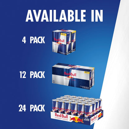 Red Bull Energy Drink – Vegetarian and Gluten-Free Energy Option for Clean Living Routines, 8.4 Fl Oz 4-Pack