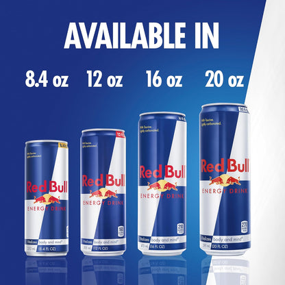 Red Bull Energy Drink – Vegetarian and Gluten-Free Energy Option for Clean Living Routines, 8.4 Fl Oz 4-Pack