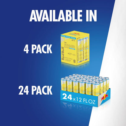 Red Bull Sugarfree Summer Edition Energy Drink – Home Office Focus Boost, 12oz 4 Pack