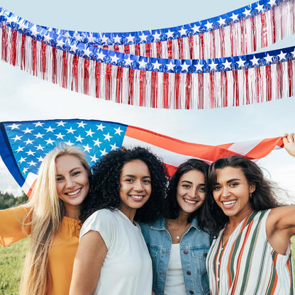 red, white, and blue stars-and-stripes metallic pattern