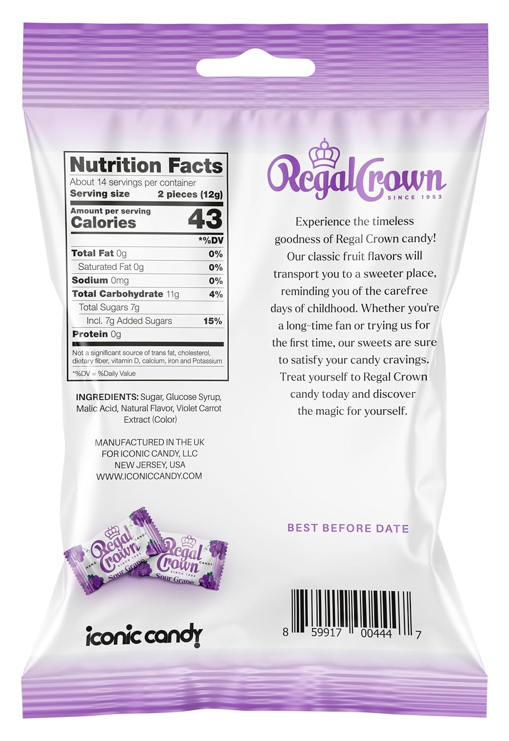 regal crown logo printed on each wrapper for a premium presentation