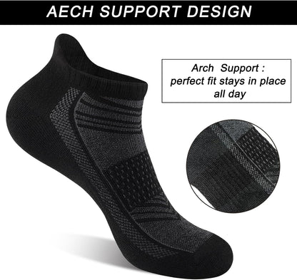 reinforced heel tab to lock sock in place and shield the achilles