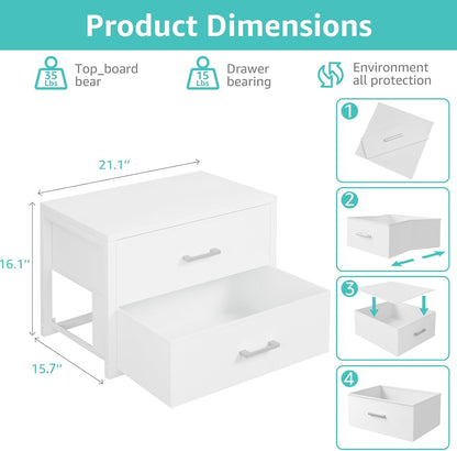 reinforced wood top board supporting up to 35 lbs